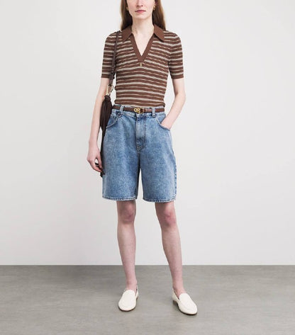 SD Striped Knit Polo Shirt