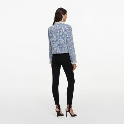Blue Textured Denim Jacket