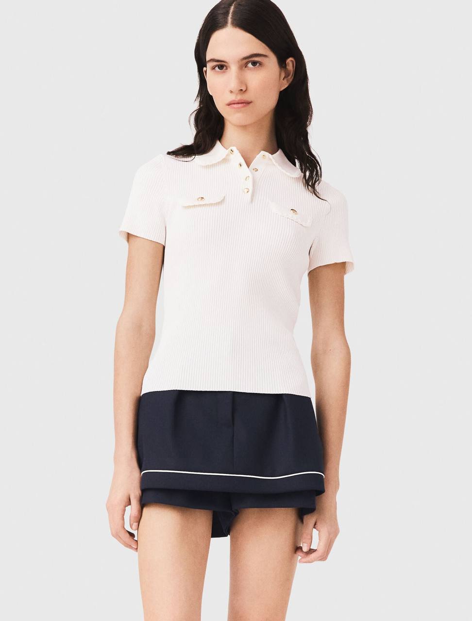 MJ Short Sleeve Polo Knit Shirt with Pockets