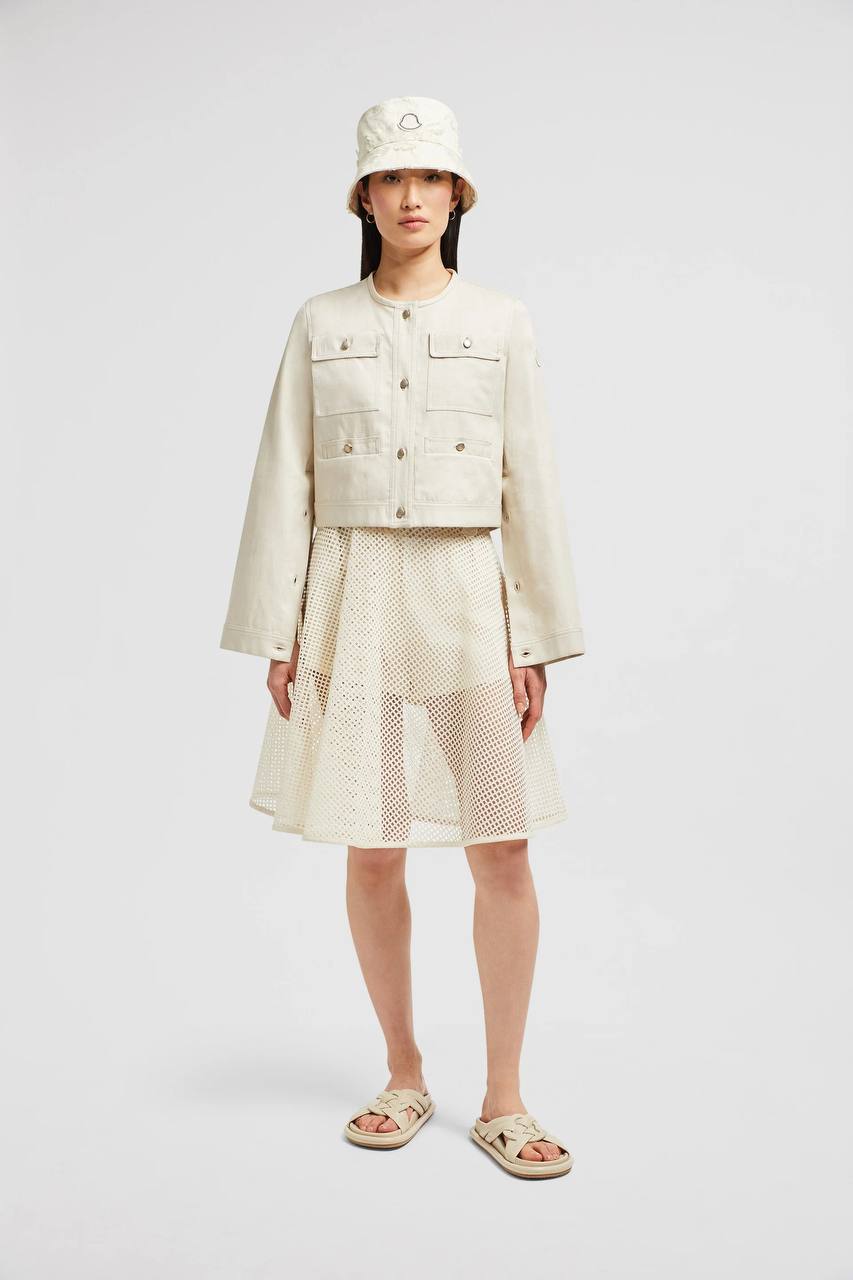 MC Chatel Button Sleeve Cotton-linen Crop Jacket