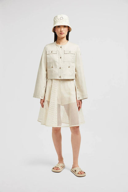 MC Chatel Button Sleeve Cotton-linen Crop Jacket