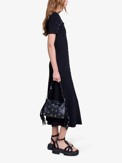 MJ Clover Embellished Short-Sleeve Midi Dress