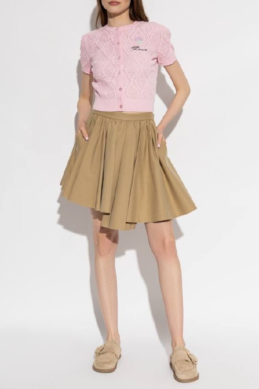 SP Tan Asymmetrical Cotton Mini Skirt