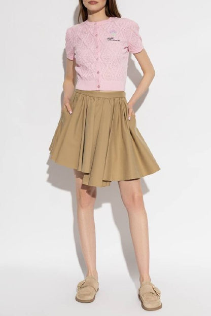 SP Tan Asymmetrical Cotton Mini Skirt