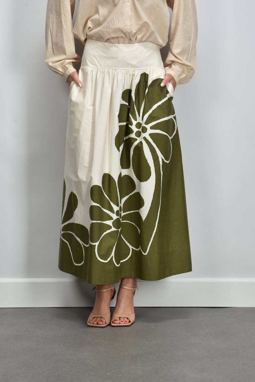 FR Palermo Botanical Cotton Midi Skirt