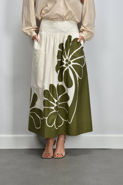 FR Palermo Botanical Cotton Midi Skirt