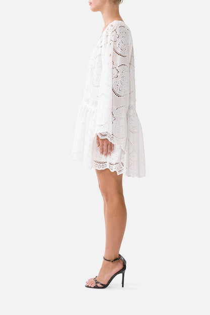 CM A Tiled Wonderland V Neck Relaxed Short Dress