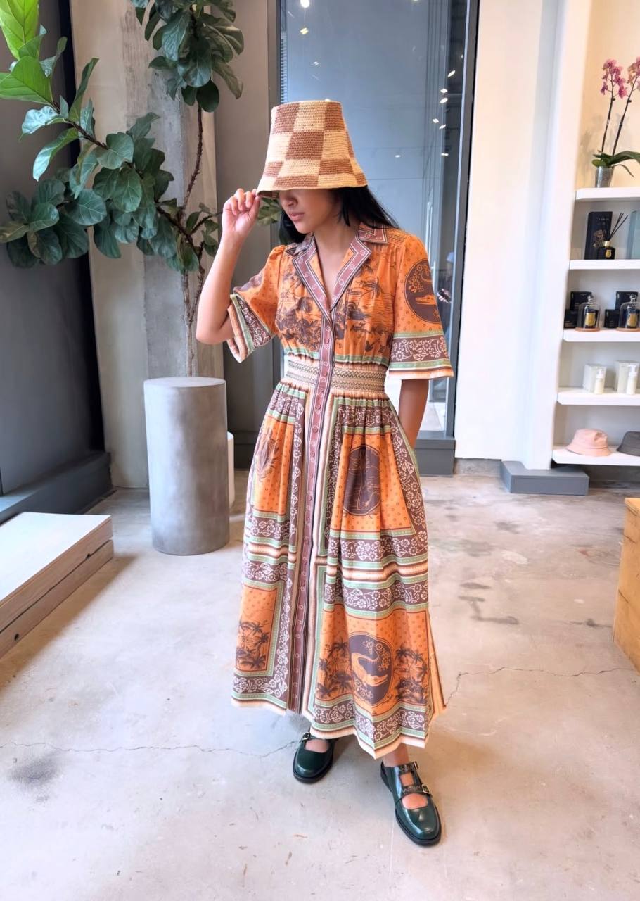 ALM Alberta Smocked Maxi Shirtdress