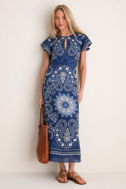 SE Navy Emelina Print Midi Dress