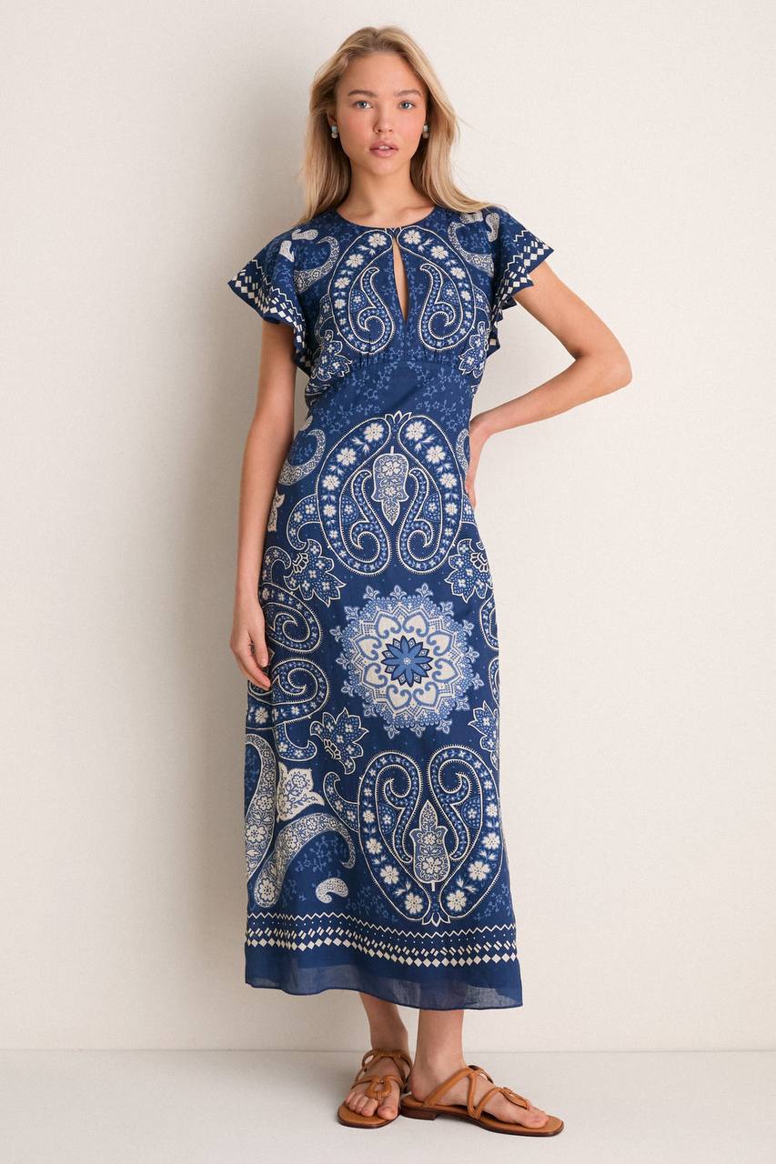 SE Navy Emelina Print Midi Dress