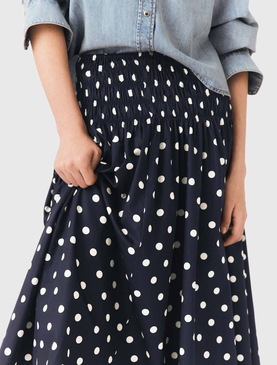 MJ Long Cotton Polka Dot Skirt