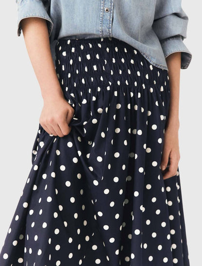 MJ Long Cotton Polka Dot Skirt