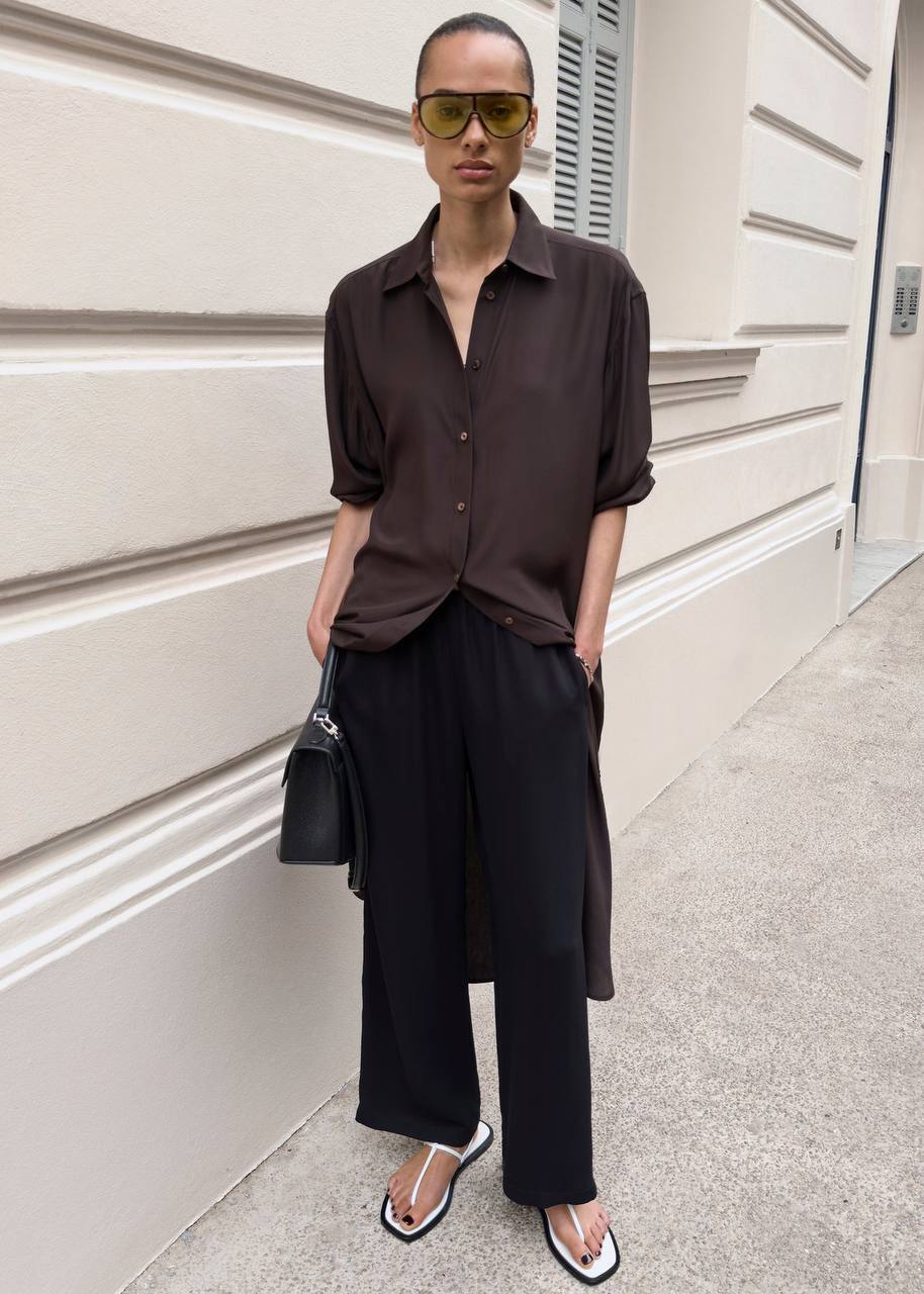 TOT Silk Shirtdress In Brown