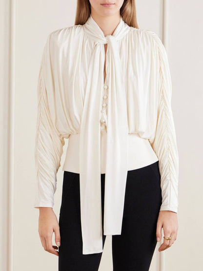 SP Tie-Detailed Stretch Jersey Blouse
