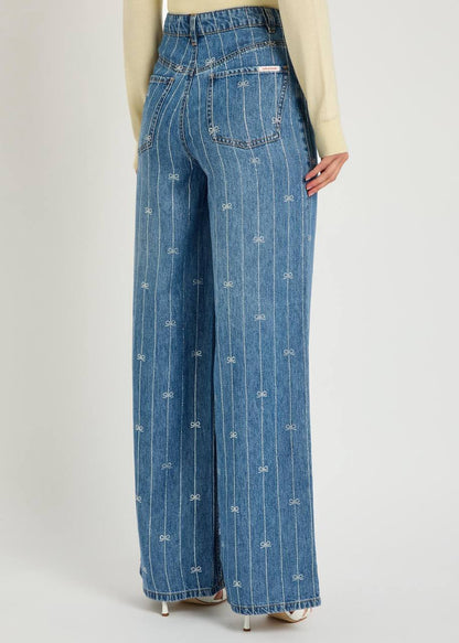 SP Wide-leg Bow Embellished Jeans in Lyocell Denim