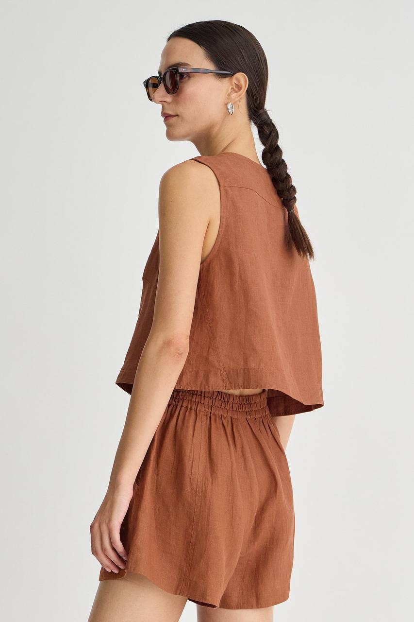 AA: Godet Linen Tank | Mar Shorts in Harissa