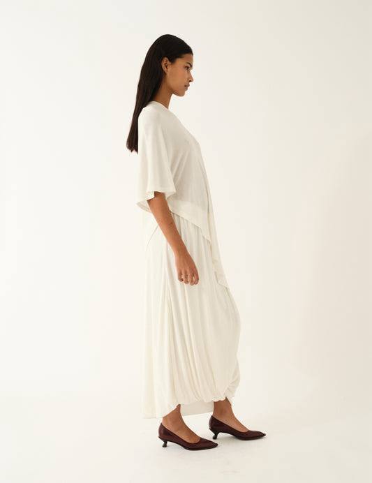 Breanna Asymmetric Cape Top | Knot Maxi Skirt | Lyocell-wool blend Set