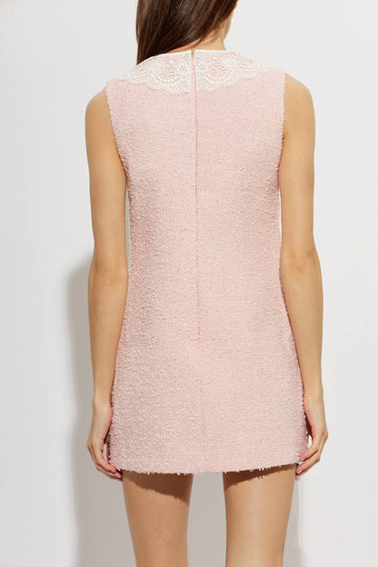 SP Pink Boucle Lace-Collar Mini Dress