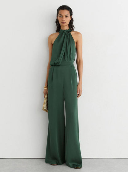 Finley Satin Draped Wide-Leg Jumpsuit