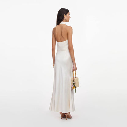 SP Cream Linen Blend Satin Midi Dress