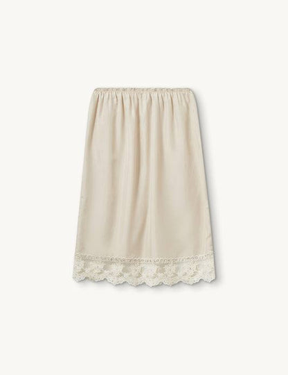 Darling Silk Slip Lace-trim Midi Skirt