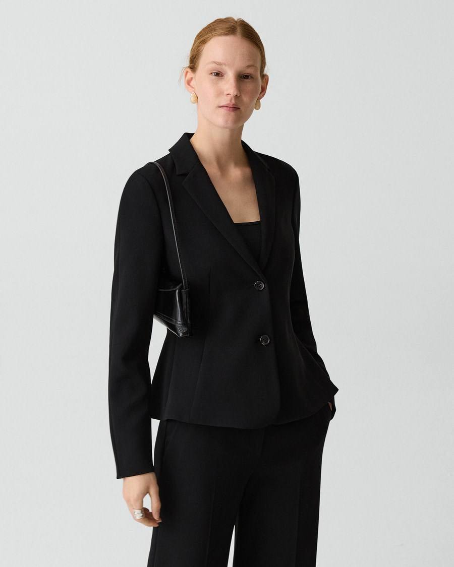 TH Fitted Blazer | Pleated Wide-Leg Pant 30" in Admiral Crepe