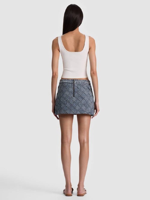 AO Rubi Woven Denim Micro Skirt in Indigo