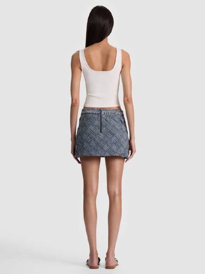 AO Rubi Woven Denim Micro Skirt in Indigo