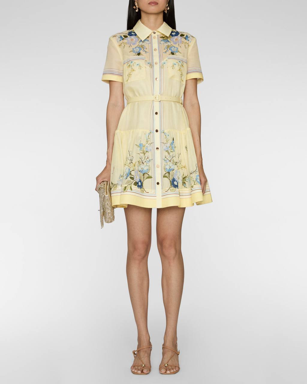SP Yellow Floral Organza Mini Dress