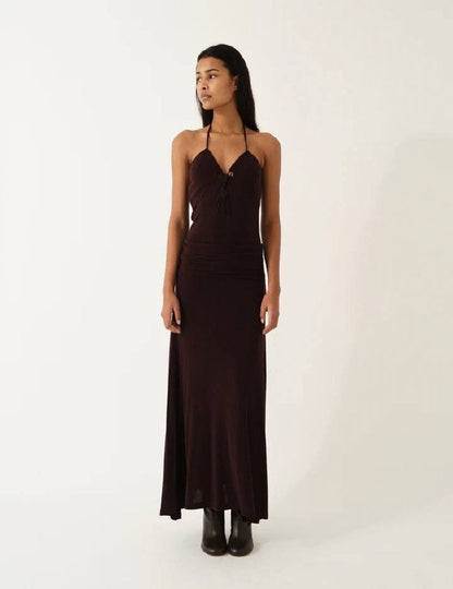 Breanna Bandeau Cut-out Halter Lyocell-wool blend Midi Dress