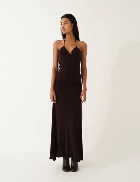 Breanna Bandeau Cut-out Halter Lyocell-wool blend Midi Dress
