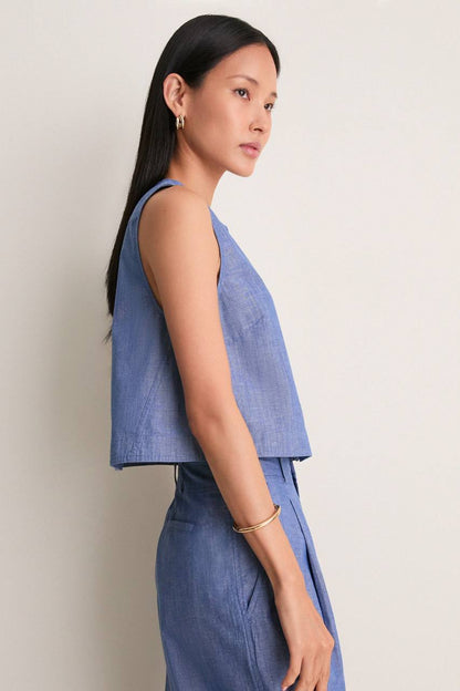 AA Godet Tank | Short Bari Short in Chambray