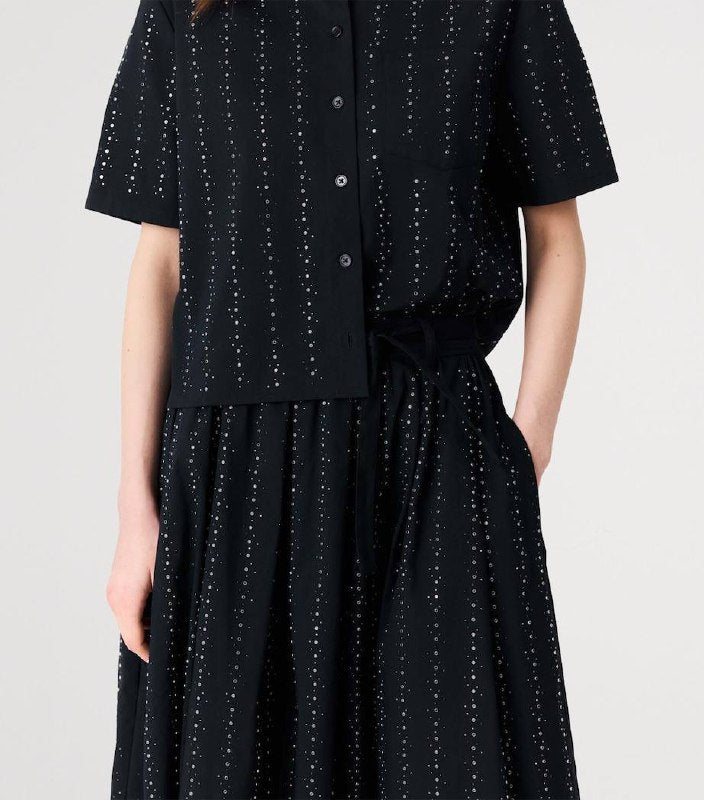 MJ: Cropped Rhinestone Embellished Shirt | Skirt