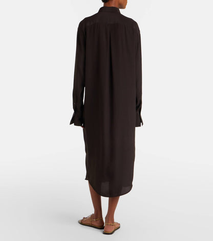 TOT Silk Shirtdress In Brown
