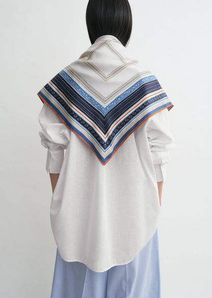 TOT Collector Scarf In Ecru Navy - Image 8