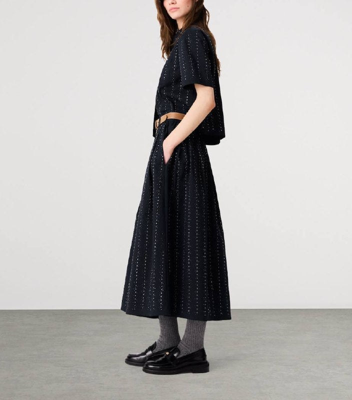 MJ: Cropped Rhinestone Embellished Shirt | Skirt