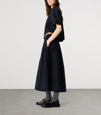 MJ: Cropped Rhinestone Embellished Shirt | Skirt