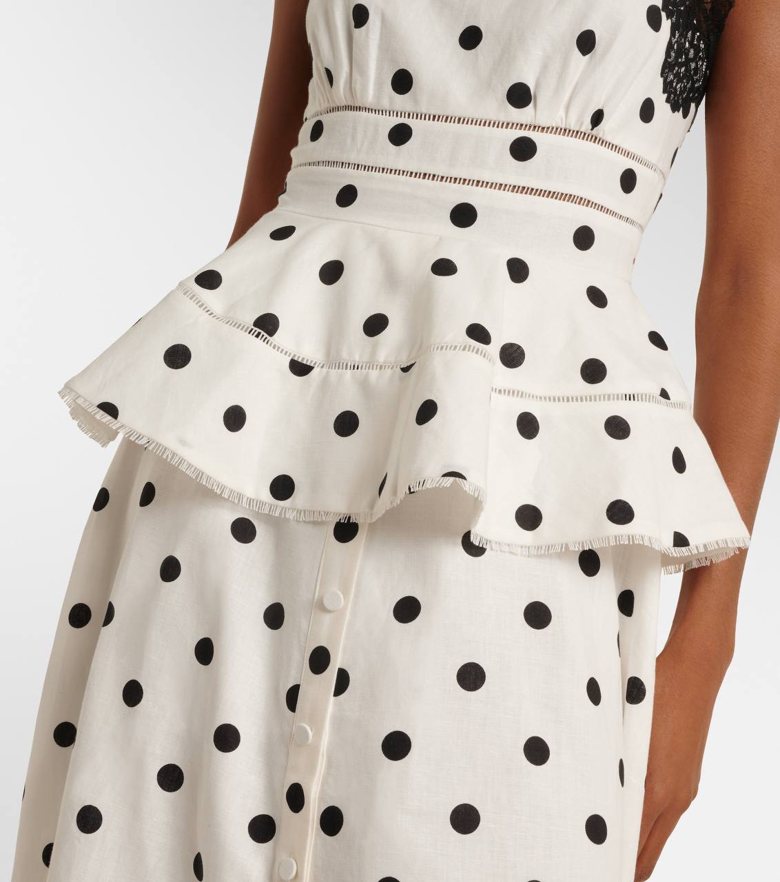 SP Linen-Cotton Polka Dot Midi Dress