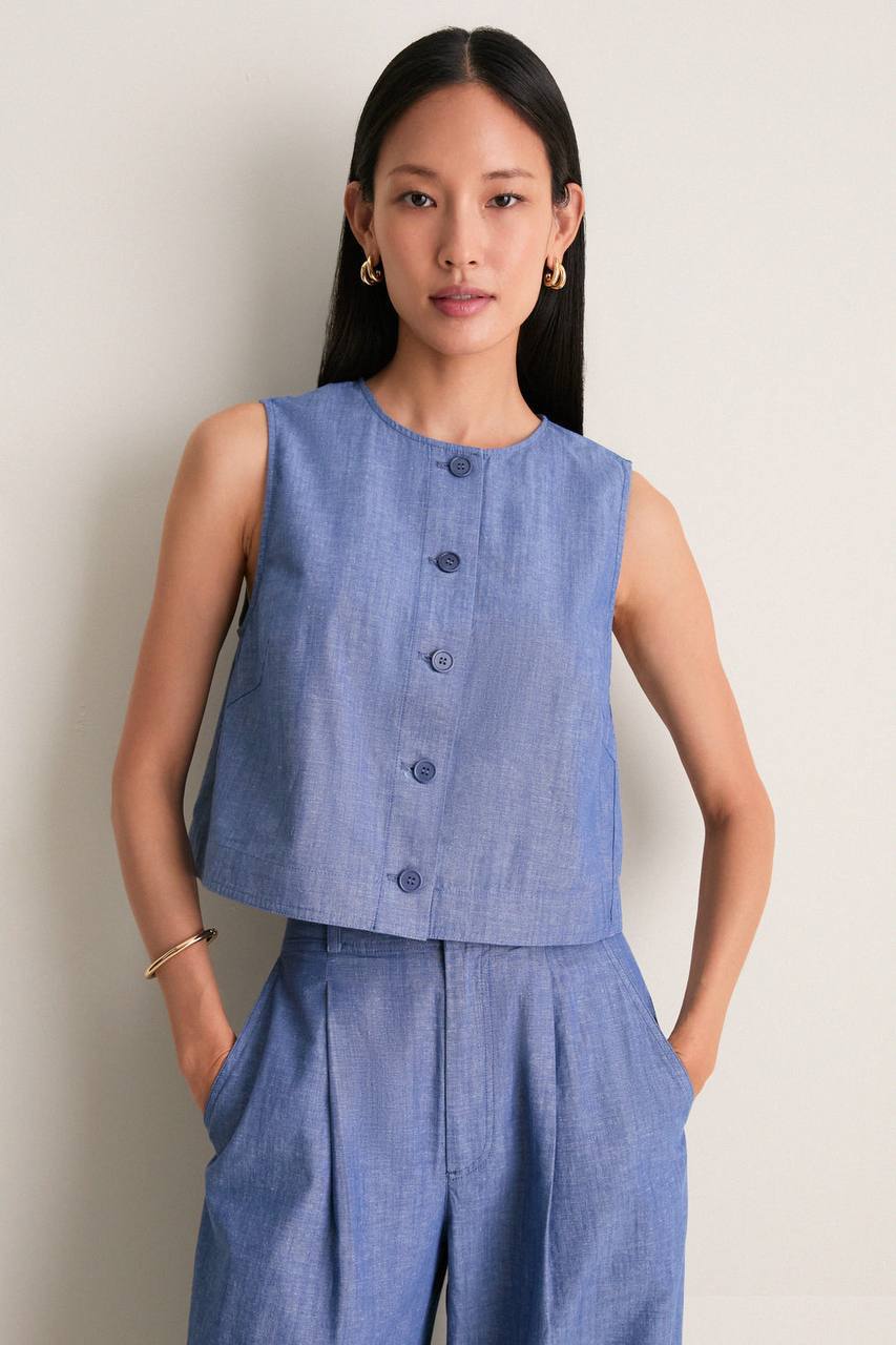 AA Godet Tank | Short Bari Short in Chambray