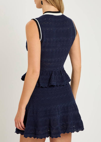 SP Peplum Pointelle Knit Mini Dress