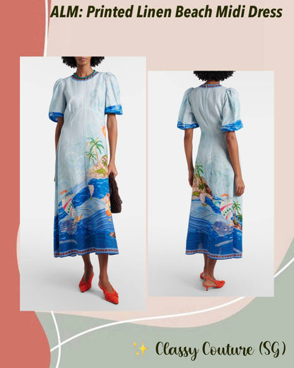 ALM Printed Linen Beach Midi Dress - Image 1