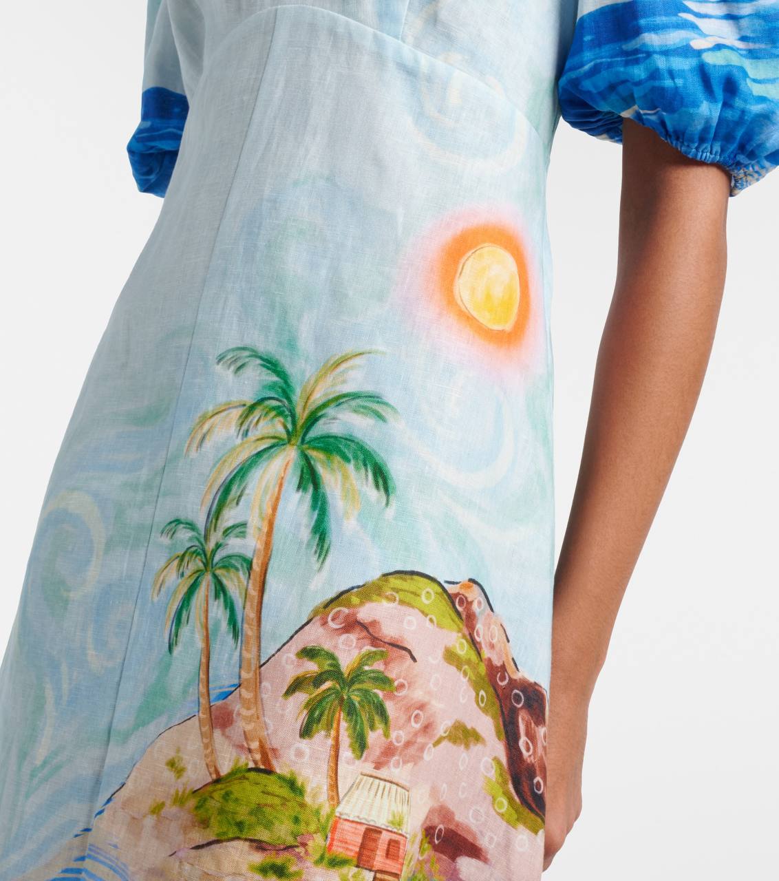 ALM Printed Linen Beach Midi Dress - Image 3