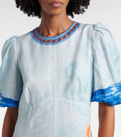 ALM Printed Linen Beach Midi Dress - Image 4