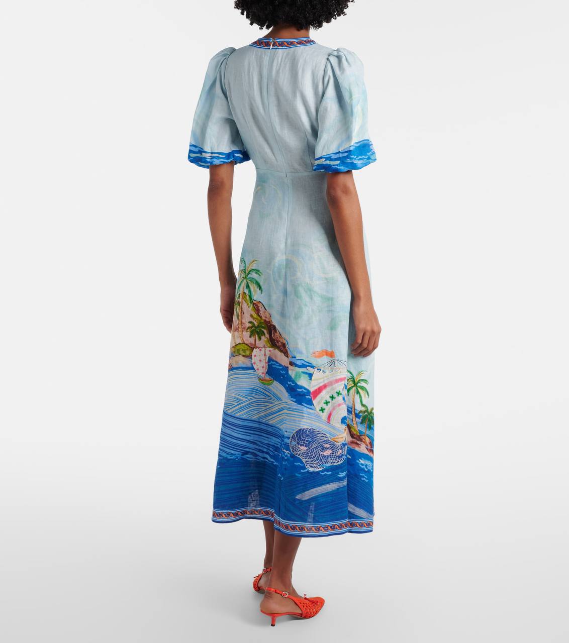 ALM Printed Linen Beach Midi Dress - Image 5
