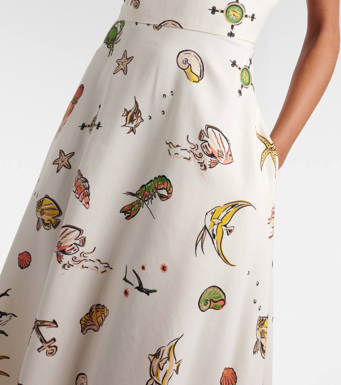 Beige Cream Viscose Halter Neck Dress