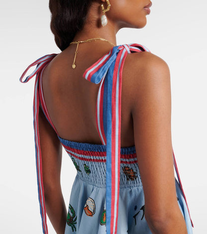 ALM Printed Linen Sea Animals Mini Dress - Image 2