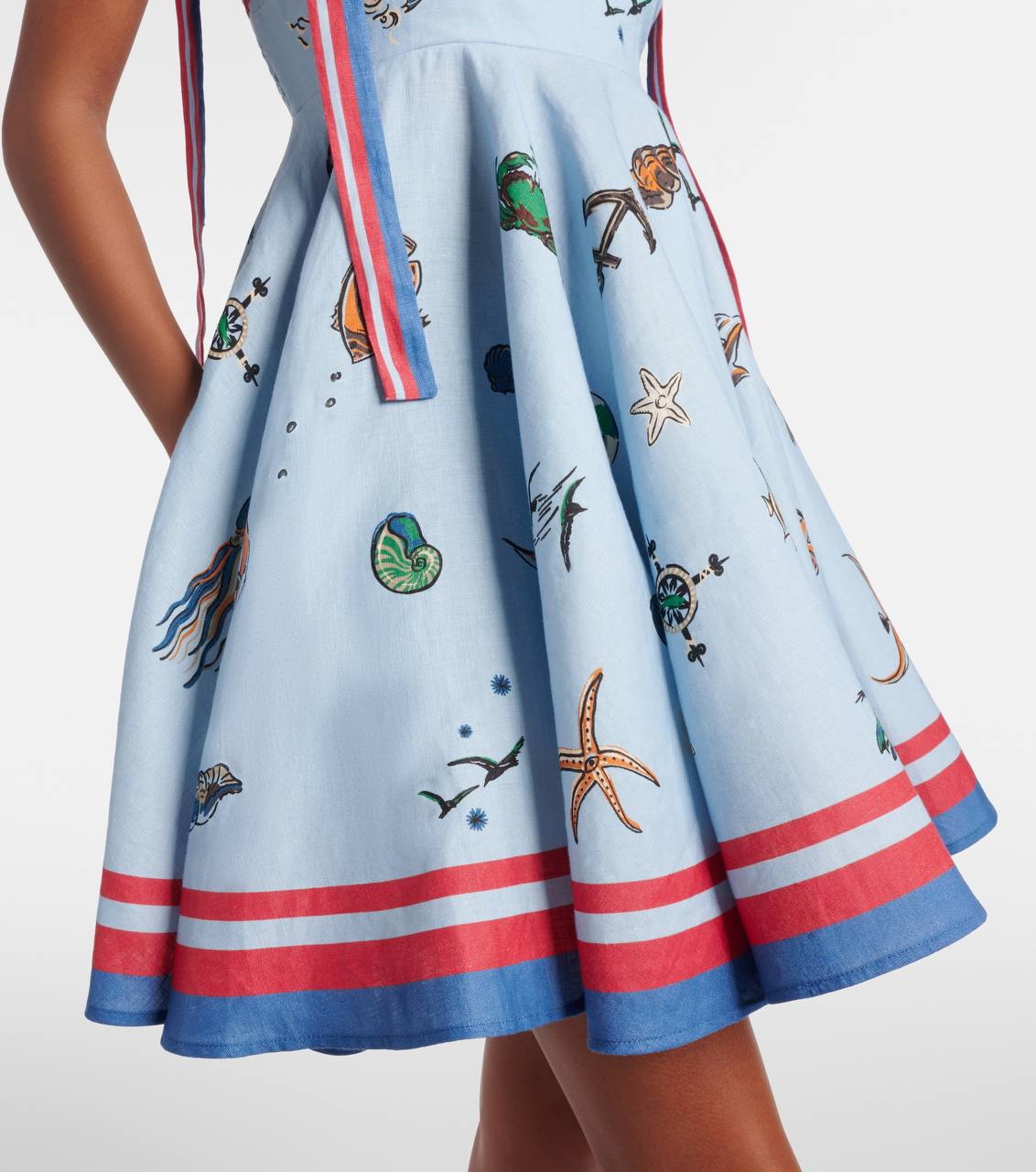 ALM Printed Linen Sea Animals Mini Dress - Image 3