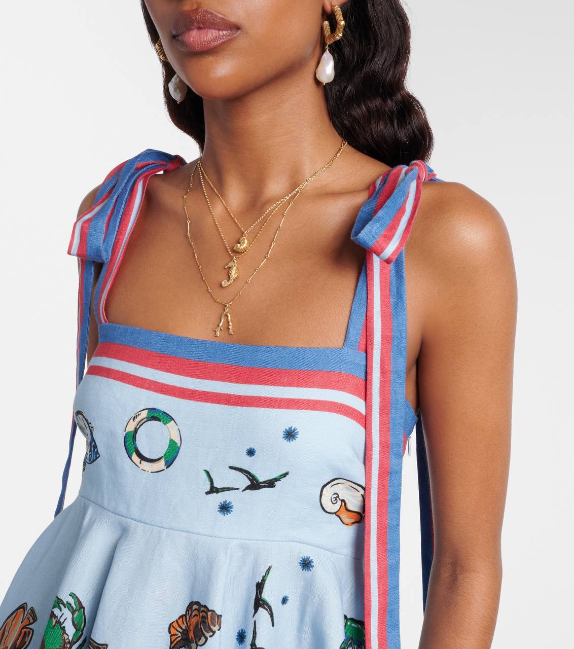 ALM Printed Linen Sea Animals Mini Dress - Image 4