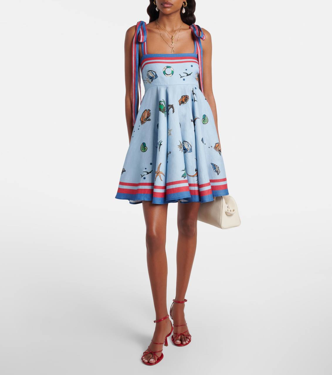 ALM Printed Linen Sea Animals Mini Dress - Image 6
