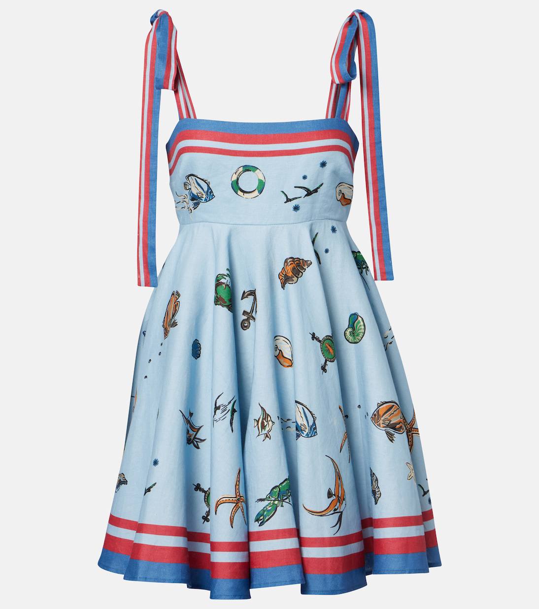 ALM Printed Linen Sea Animals Mini Dress - Image 7